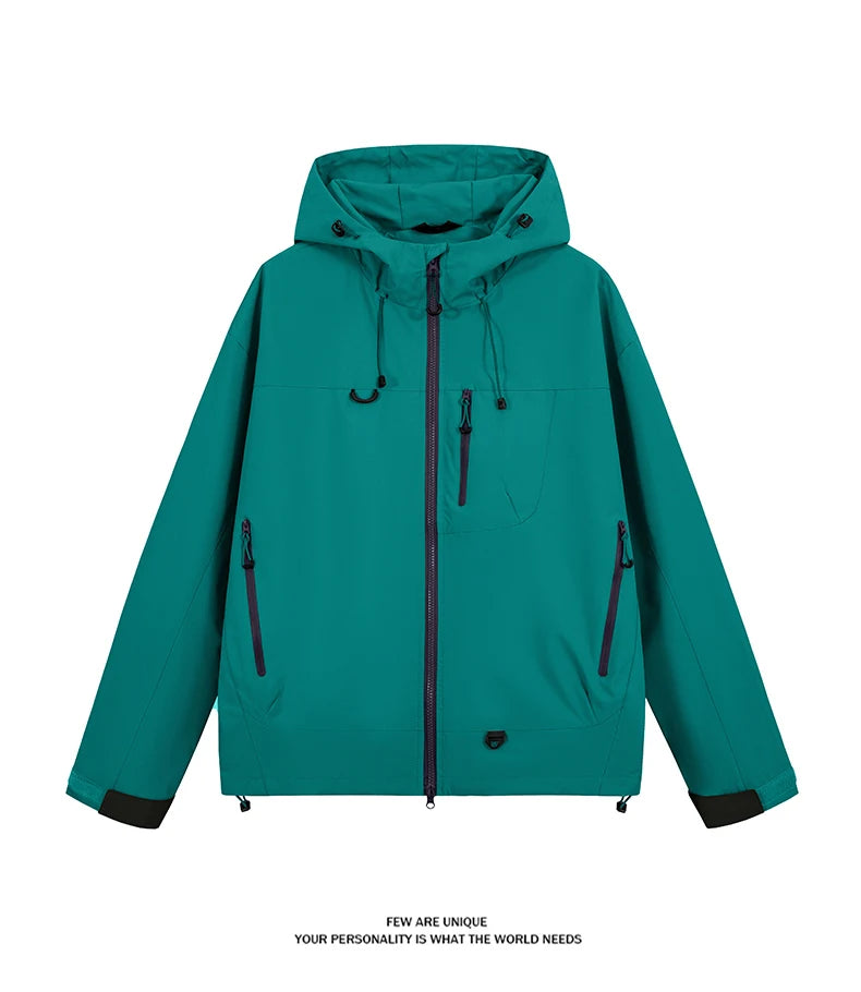 Waterproof Hiking Jacket – Lightweight Polyester Windbreaker With Storm Hood