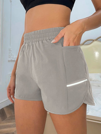 Women's Sports Shorts – Elastic Waist with Phone Pocket & Reflective Strips