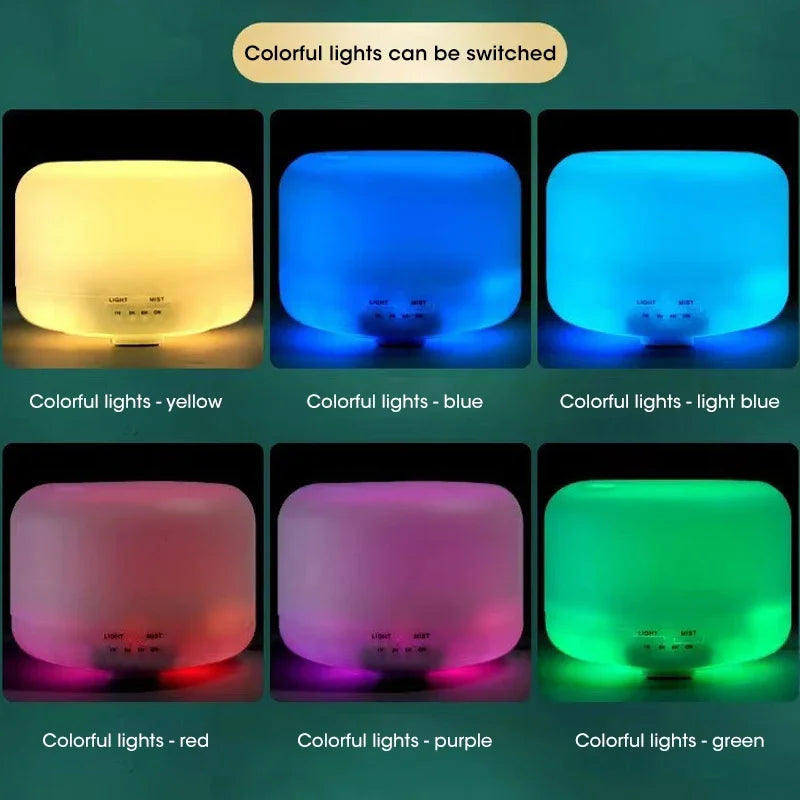 500ML Essential Oil Diffuser - Mini Aroma Humidifier with Colorful Night Lights