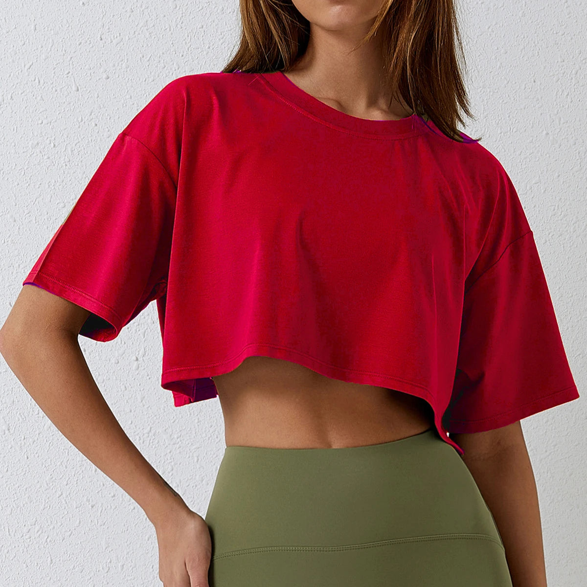 Women's Cotton Crop Top – Yoga & Fitness Short-Sleeve Workout Tee