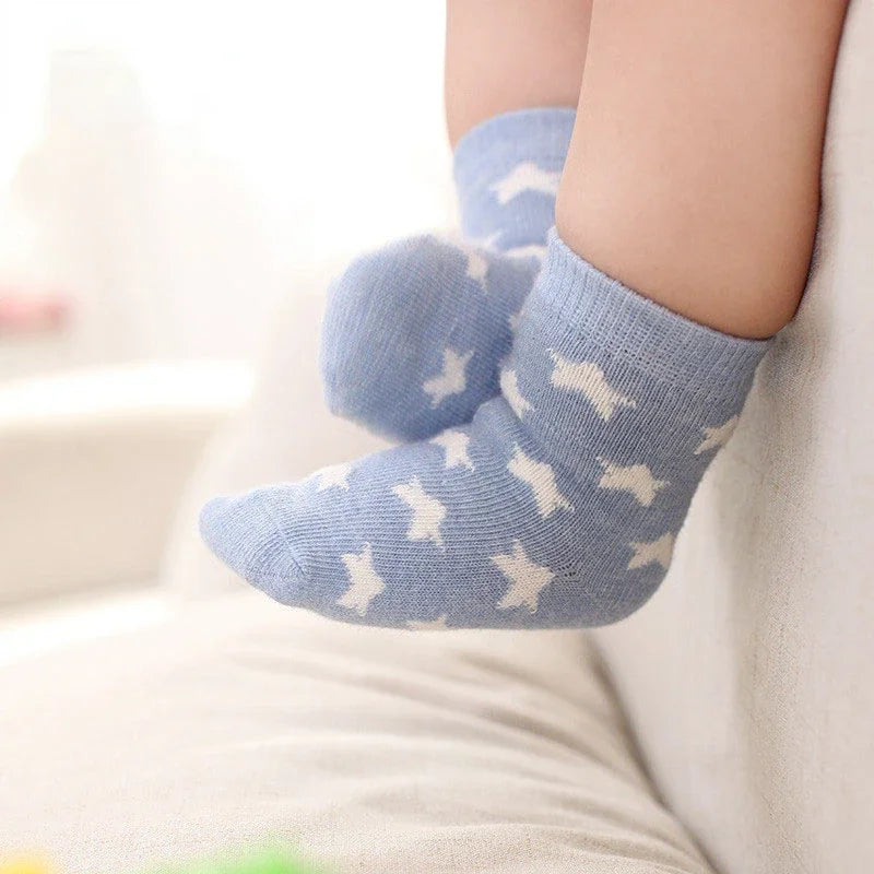 5 Pairs/Lot Kids Soft Cotton Socks Boy Girl Baby Infant Fashion Stripe Warm For Autumn Winter 0-6 Years Children Cartoon Sock