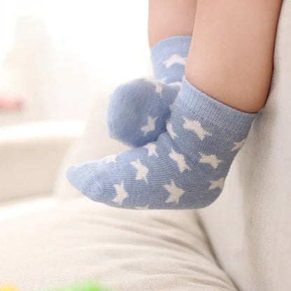 5 Pairs/Lot Kids Soft Cotton Socks Boy Girl Baby Infant Fashion Stripe Warm For Autumn Winter 0-6 Years Children Cartoon Sock