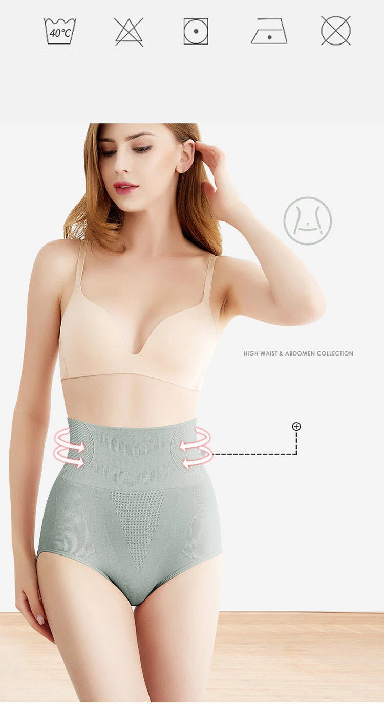 High Waisted Compression Lady Panties for Women Strong Hip Lifting Underwear Graphene Antibacterial Cotton Crotch Female Briefs