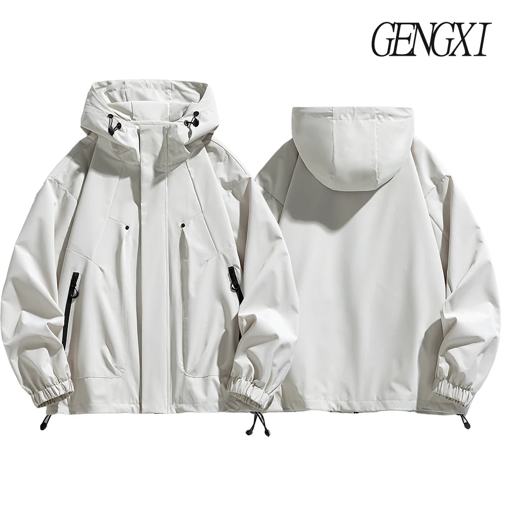 Windproof Waterproof Jacket - Plus Size Workwear Coat With Breathable Zipper Closure
