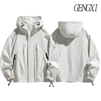 Windproof Waterproof Jacket - Plus Size Workwear Coat With Breathable Zipper Closure