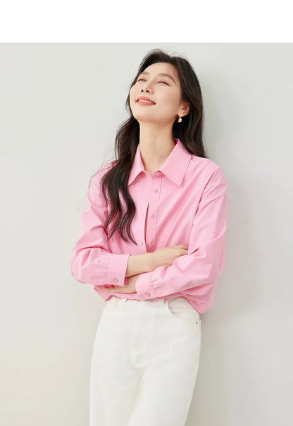 VIMLY Spring Formal Shirts Women 2026 Cotton Lyocell Button Up Shirts & Blouses Long Sleeve Top Office Wear for Woman M5889