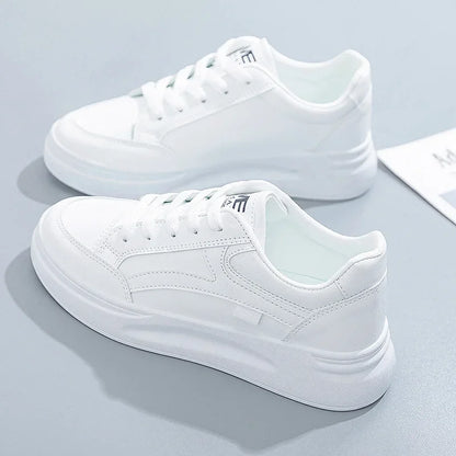 Outdoor Women Walking Shoes Skateboarding Shoes Women Sneakers PU Leather Lace-Up Breathable Jogging Casual Sneakers De Mujer