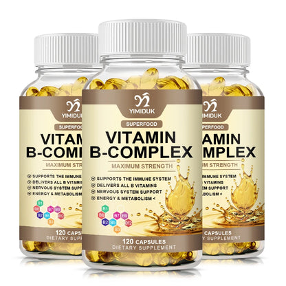 Vitamin B Complex Capsule With B1 B2 B3 B5 B6 B7 B9 B12 Folic Acid & Biotin Help Innutrition Reduce Stress &Anxiety Help Nervous