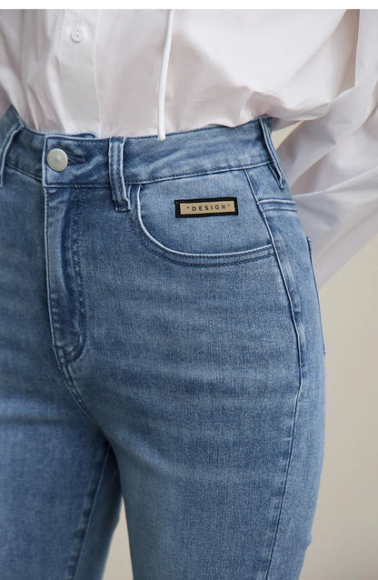 Amii Flared Jeans Autumn 2026 New Commuter Style Casual Versatile Women's Pants Solid Color Denim Trousers For Women 12621032