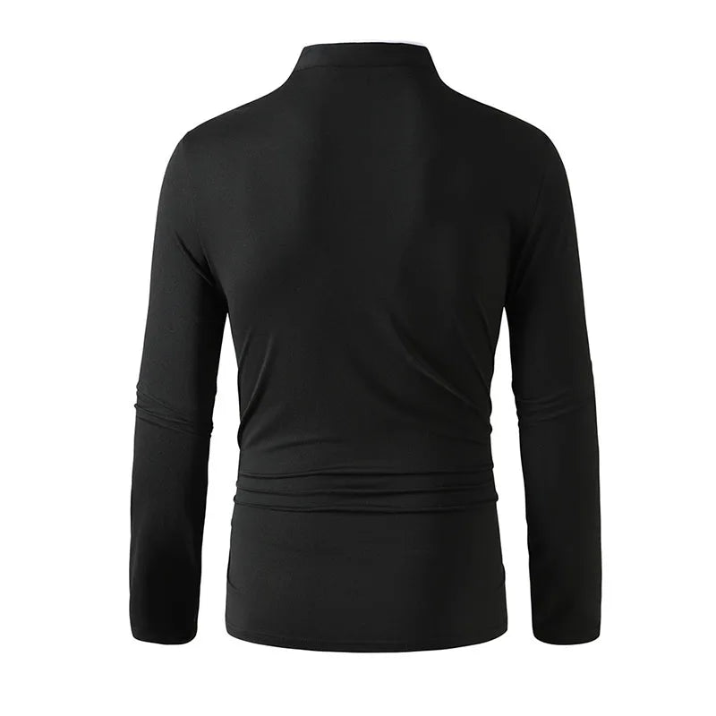 Men's Long Sleeve T-Shirt – Breathable Polyester Knit Fabric Casual Summer Top