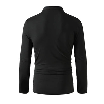 Men's Long Sleeve T-Shirt – Breathable Polyester Knit Fabric Casual Summer Top