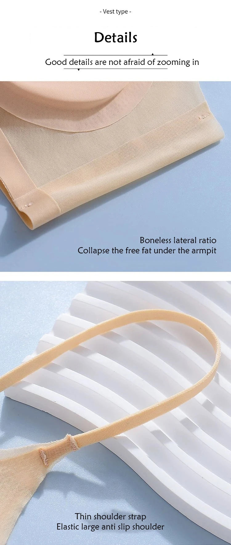Ultra-Thin Breathable Ice Silk Top Bra Women's Seamless Back Halter Vest Wrap Bra Small Chest Together