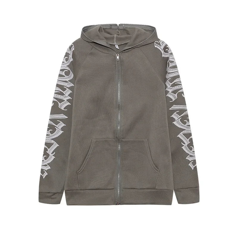 Women Crop Zip Hoodie Y2K Gothic Letter Big Hood Slim Sweatshirt Long Sleeve Cropped Jacket Street Club Daily Casual Outfit