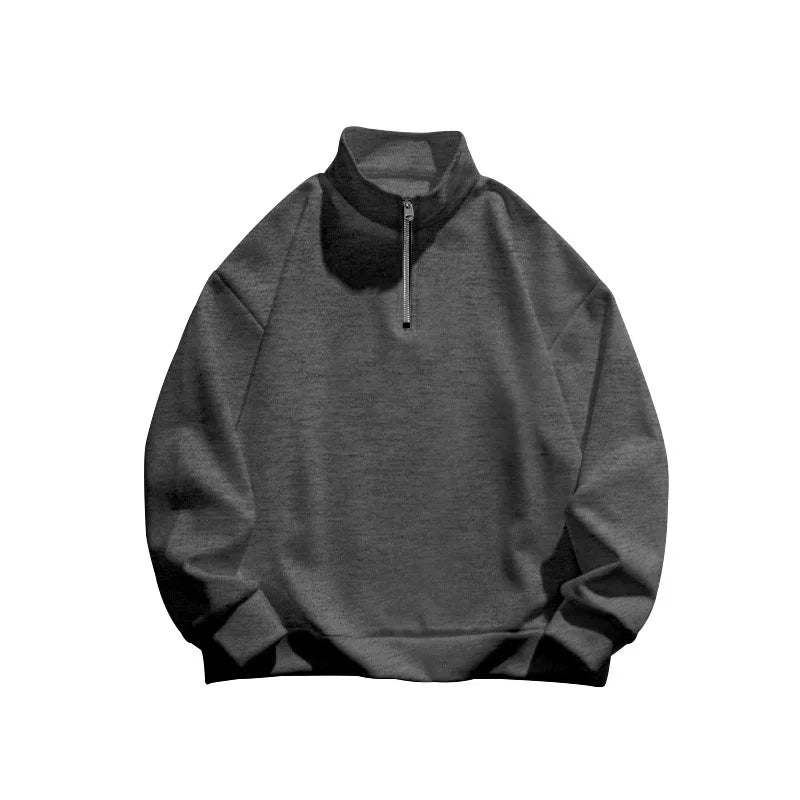 Autumn and winter new men's fleece sweatshirt stand-up collar half zipper long sleeve cross-border European trend men's top