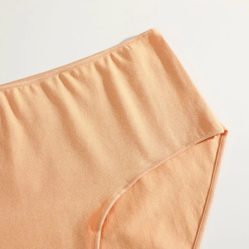 6PCS/Set Women Seamless Cotton Panties Mid Rise Solid Color Female Briefs High Elastic Slimming Underwear Plus Szie Lingerie