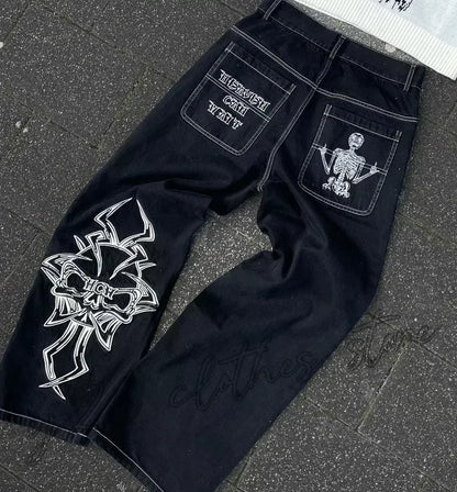 American Street Fashion Trend Big Pocket Loose Jeans Women Harajuku Y2K New Hip Hop Vintage Oversized Jeans Unisex Mopping Jeans