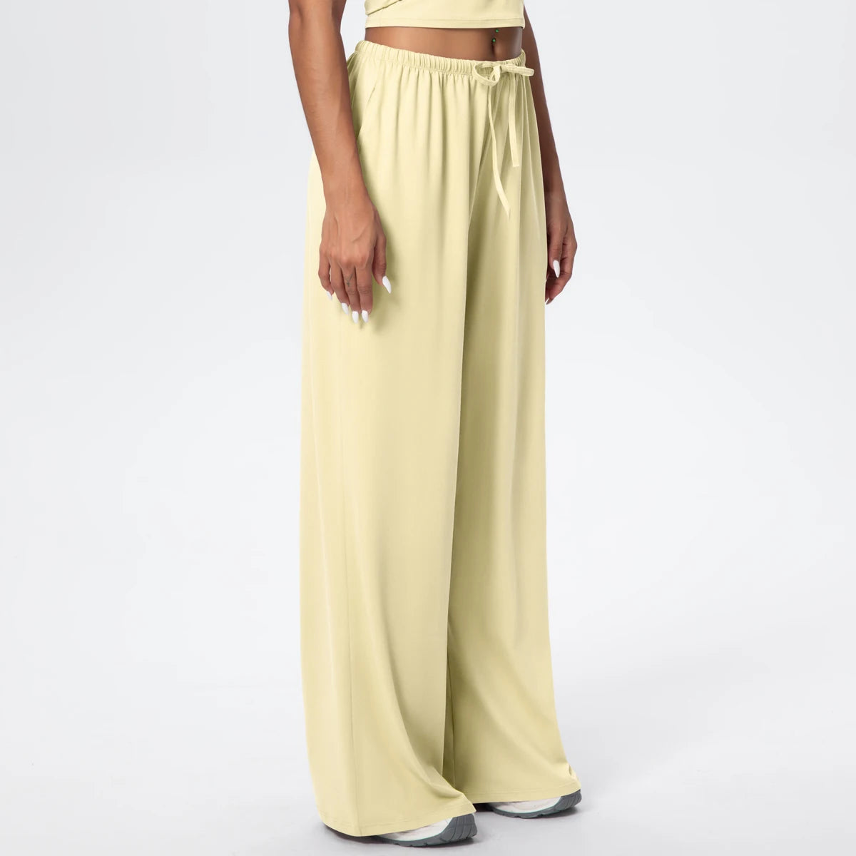 Breathable Solid Color Loose Yoga Pencil Pants Lifting Buttocks Sports Quick Drying Wide Leg Pants With Pockets Gym Yoga Pants