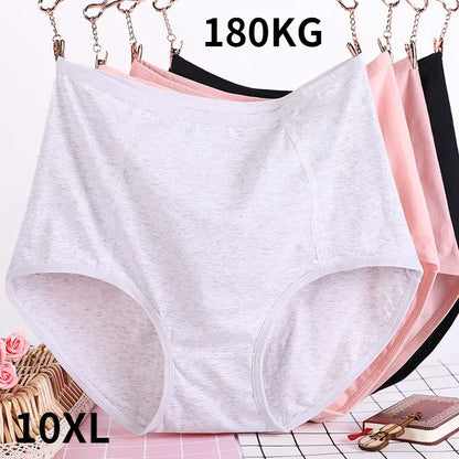 6XL Super Plus Size Women Underwear High Waist Cotton Breathable Lace Trim Panties Postpartum Big Size Ladies Underwear