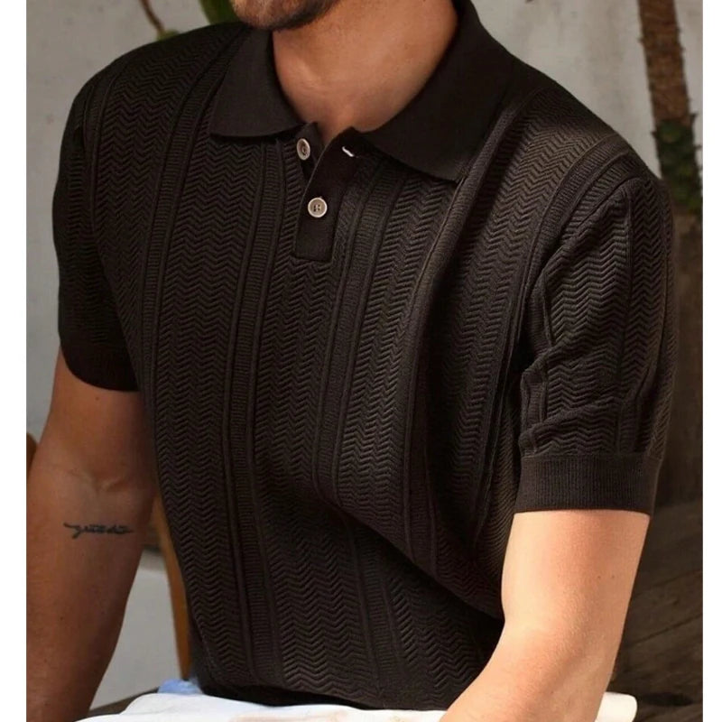 US Size Mens Knit Shirts Casual Stretch Golf Shirts Short Sleeve Polo Shirt Men's Summer Old Money Knit Top