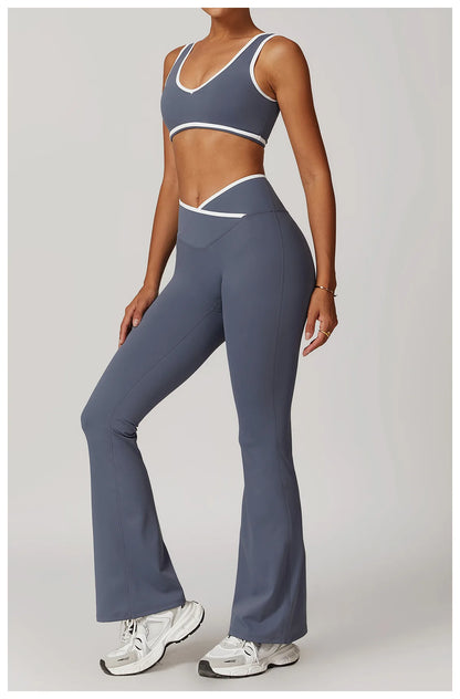 Yoga Workout Set – High Waist Leggings & Sports Bra Outfit | Breathable Fitness Sportswear