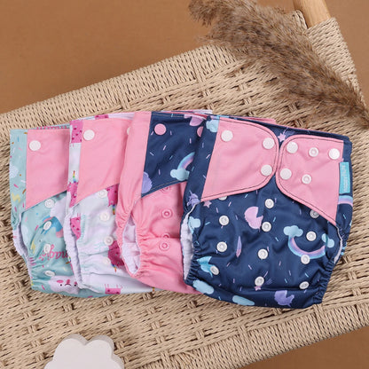 Eco Friendly Cloth Diaper - HappyFlute 4Pcs Reusable Baby Diaper Set Waterproof Pocket Design