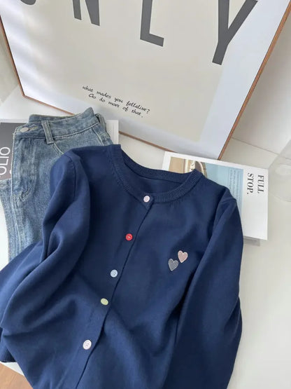 Fashion Versatile Women Sweater 2026 Autumn Winter Elegant Embroidered Women Knit Cardigan Long Sleeve Unique Colorful Buttons