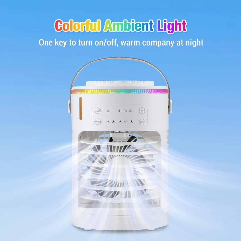 3 In 1 Fan AIr Conditioner Household Small Air Cooler LED Night Light Portable Humidifier Air Adjustment Fan Office Home Fan