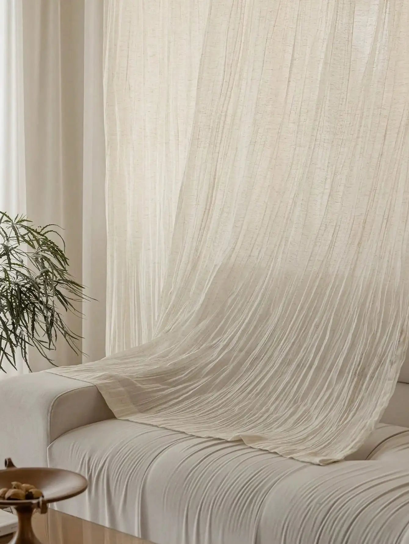 Linen Semi Shading Curtains – Japanese Style Thickened Linen Panels for Bedroom & Living Room