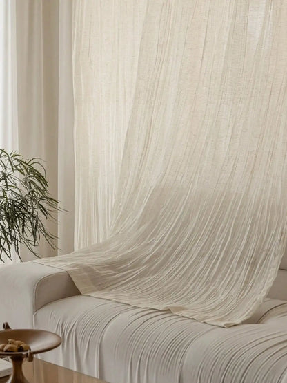 Linen Semi Shading Curtains – Japanese Style Thickened Linen Panels for Bedroom & Living Room