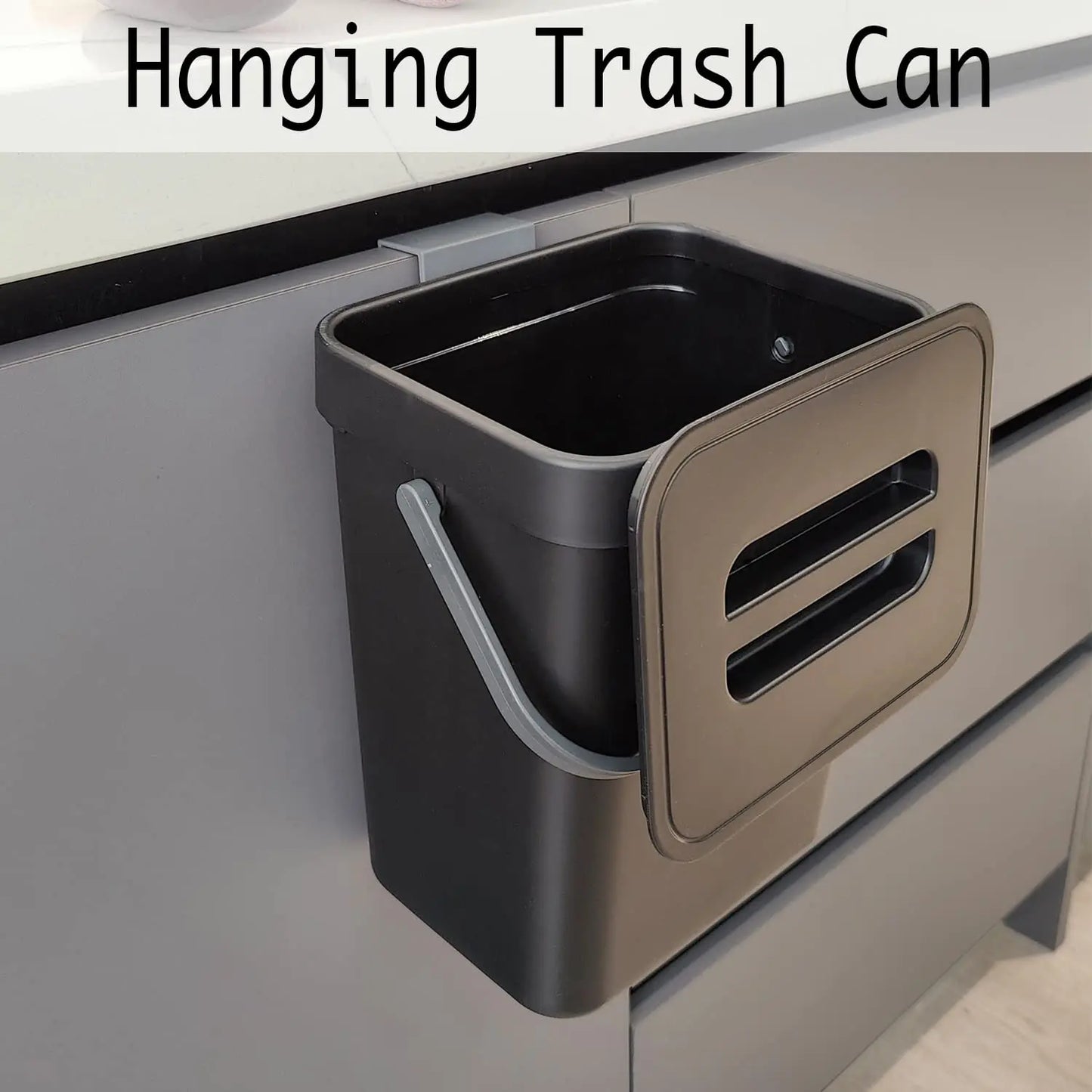 Hanging Small Trash Can with Lid - Under Sink Kitchen  Bathroom Waste Bin