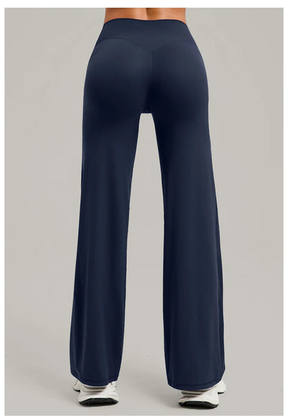 Pilates Straight Yoga Pants Versatile Loose High Waist Wide Leg Pants Women Running Push Up Sports Fitness Hip Show Pants Female