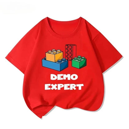 Lego educational cartoon print summer boys and girls 100% cotton short sleeved T-shirt