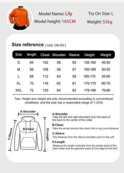 Solid Color Casual Hoodie For Female Pocket Creative Hoody All-Match Street Clothes Womens Fleece Unisex Pullovers