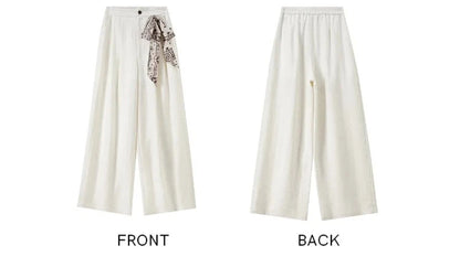 SENTUBILA Office 2 Piece Pant Set 2026 Women Linen Blend Summer Suit V Neck Waistcoat Wide Leg Baggy Pant Print Scarf 162ZA5663Z
