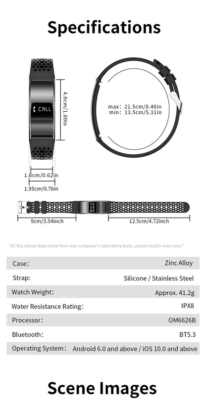 New Smart Bracelet Men Fitness Tracker IPX8 Waterproof Heart Rate Sleep Monitor Outdoors Sports Smartwatch Band For Android IOS