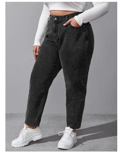 Plus Size Women Autumn Washing loose stretchy pant 5XL 6XL women 100kgs trouse boyfriend Black Large Size Ladies Denims Jeans