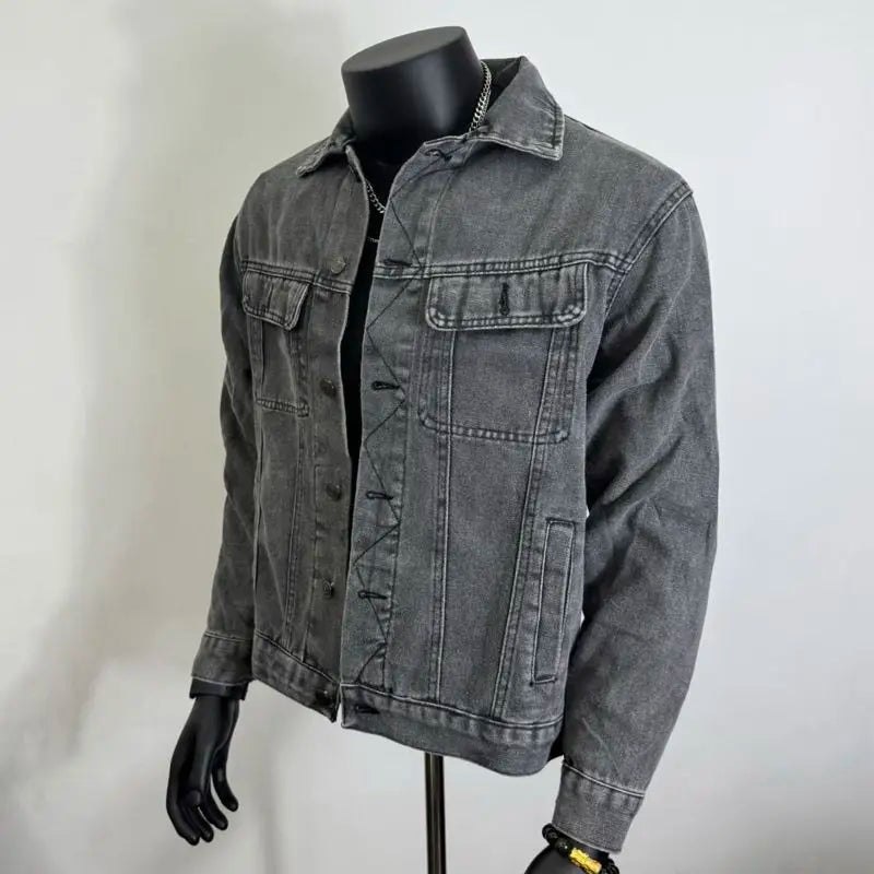 Autumn and Winter 2026 Retro Denim Jacket Men's Korean Slim Trend Handsome Multi-pocket Brand Man Luxury Tooling Jacket Men
