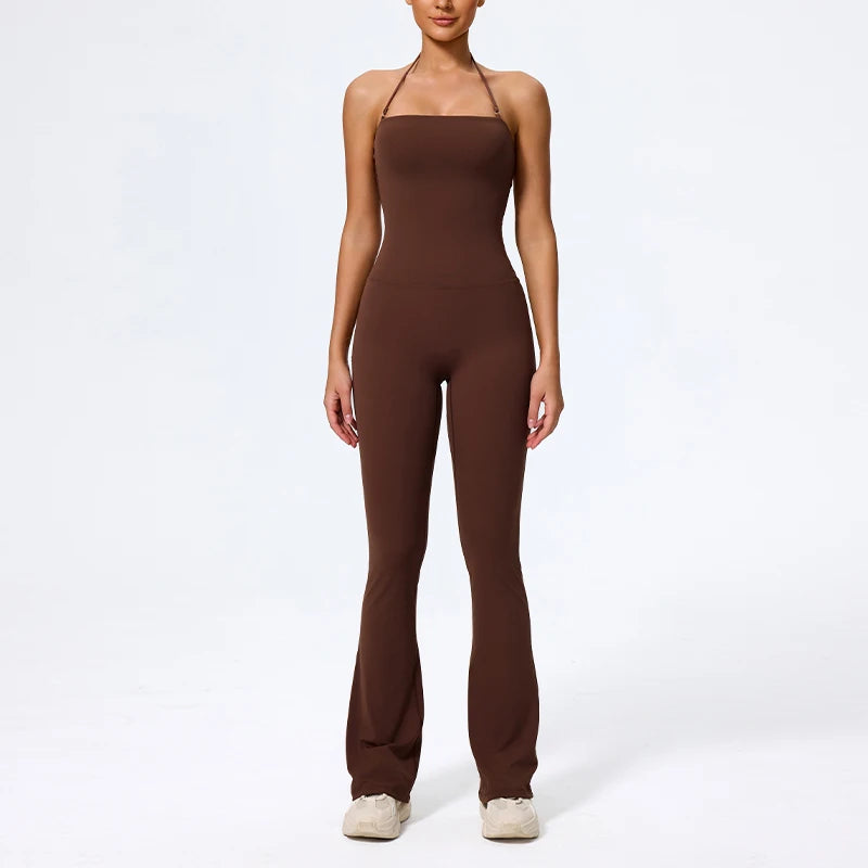 Women Yoga Jumpsuit - Sleeveless Quick Dry Workout Wear with Backless Sportswear Design