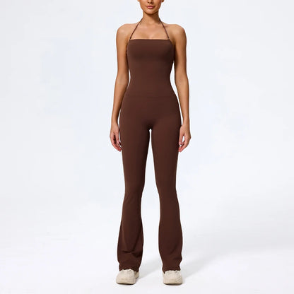 Women Yoga Jumpsuit - Sleeveless Quick Dry Workout Wear with Backless Sportswear Design
