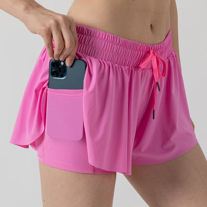 2 in 1 Jogger Flowy Athletic Shorts for Women Gym Yoga Workout Running Tennis Skirt Comfy Skort Lounge Cute Clothes Casual Wear