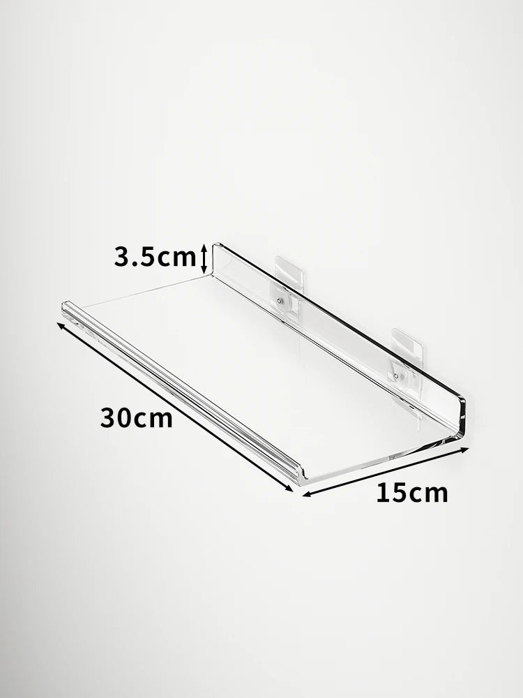 Acrylic Wall Storage Rack - No Drill Bathroom  Kitchen Organizer with Strong Adhesive