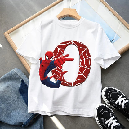 2026  New Children's Spider Man Cartoon Letter Printed T-shirt Cotton T-shirt Boys' Short Sleeved Top Children's Clothing