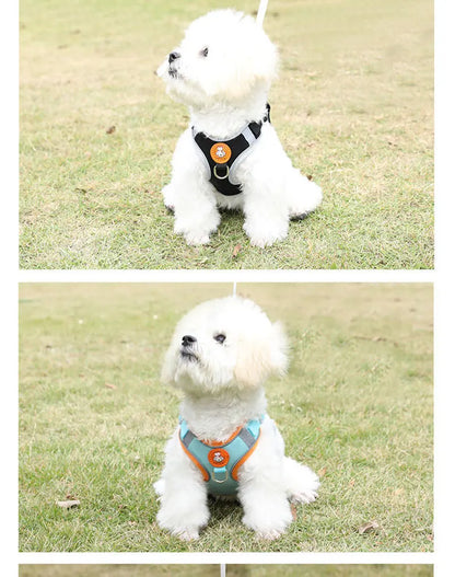Adjustable dog harness no pull cute cat soft walking leash set pet dog vest vest teddy beagle suitable for small and medium dogs