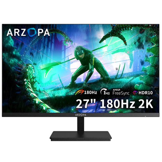 27 Inch Gaming Monitor - QHD 2K 2560x1440, 180Hz Refresh Rate, Fast IPS Display