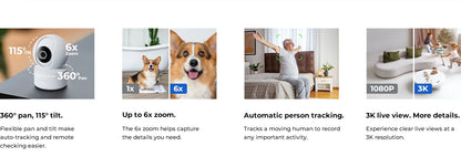 IMILAB WiFi 6 Indoor Baby Monitor Camera with AI Detection Night Vision 2-Way Audio 360° PTZ for Child Safety C21/C22