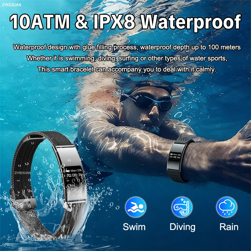 New Men Sports Smart Bracelet Heart Rate Fitness Tracker IPX8 Waterproof Smart Band Pedometer Call Reminder Smartwatches Women