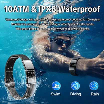 New Men Sports Smart Bracelet Heart Rate Fitness Tracker IPX8 Waterproof Smart Band Pedometer Call Reminder Smartwatches Women