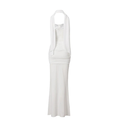 Luxury Evening Dress - White Velvet Strapless Mermaid Gown With Sequins