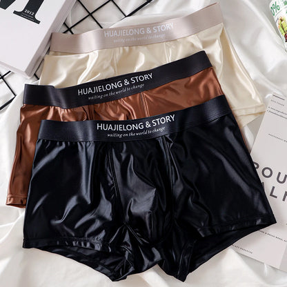 Luxury Ice Silk Boxers - Breathable Satin Mens Underwear 3PCS