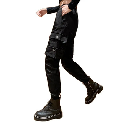 Black Fashion Korea Cargo Pants Women High Waist Baggy Tactical Sweatpants Fashion Hip Hop Harajuku Joggers Trousers Female